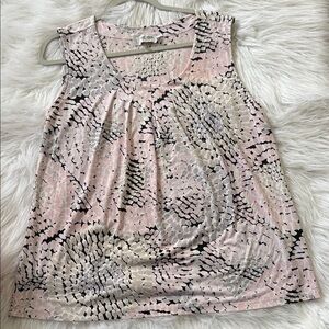 Jones Studio Pink and Black Patterned Sleeveless Tank